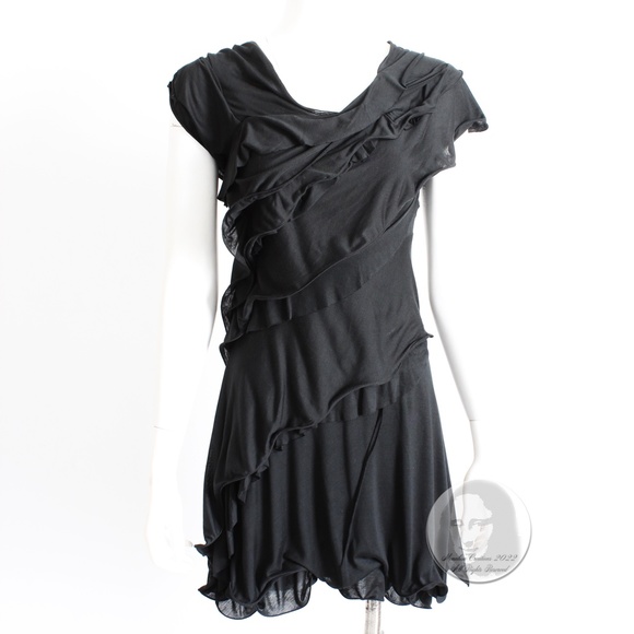 Nina Ricci Dresses & Skirts - Nina Ricci Dress Mini LBD Little Black Dress Asymmetric Ruffles Size 34 Italy